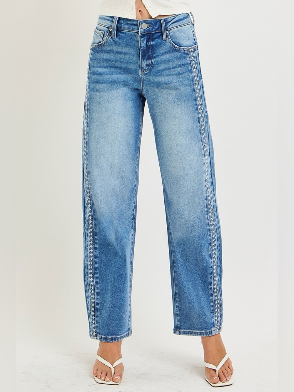 Women’s Light Blue Boyfriend Jeans - Casual Relaxed Fit